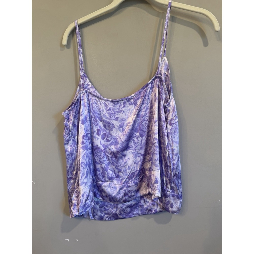 Ganni Satin Floral Tank Size 38 Purple Floral - Picture 4 of 4